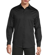 Murano Slim Fit Solid Sateen Pintuck Long Sleeve Woven Shirt