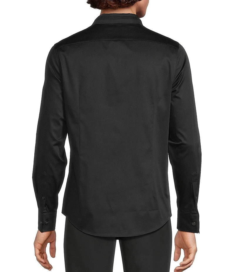 Murano Slim Fit Solid Sateen Pintuck Long Sleeve Woven Shirt