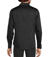 Murano Slim Fit Solid Sateen Pintuck Long Sleeve Woven Shirt