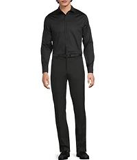 Murano Slim Fit Solid Sateen Pintuck Long Sleeve Woven Shirt