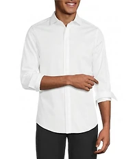 Murano Slim Fit Solid Sateen Pintuck Long Sleeve Woven Shirt