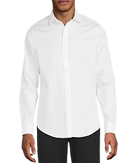 Murano Slim Fit Solid Sateen Pintuck Long Sleeve Woven Shirt