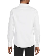 Murano Slim Fit Solid Sateen Pintuck Long Sleeve Woven Shirt