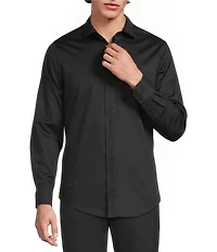 Murano Slim Fit Solid Sateen Pintuck Long Sleeve Woven Shirt