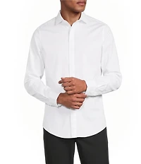 Murano Slim Fit Solid Sateen Pintuck Long Sleeve Woven Shirt