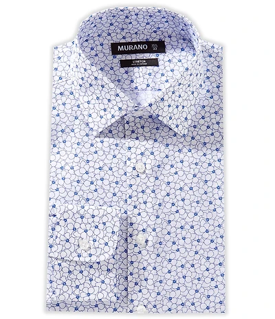 Murano Slim-Fit Spread Collar Floral Print Dress Shirt