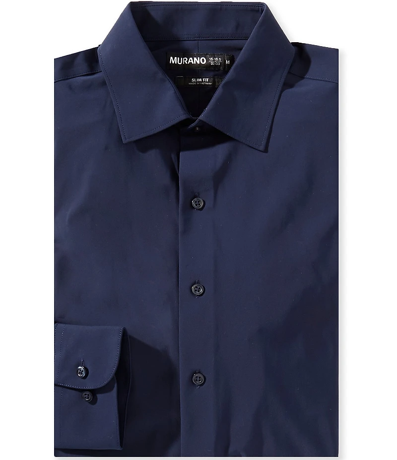Murano Slim Fit Spread Collar Solid Dress Shirt