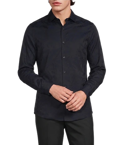 Murano Slim Fit Swirl Jacquard Long Sleeve Woven Shirt