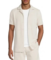 Murano Slim Fit Textured Short Sleeve Woven Camp Shirt