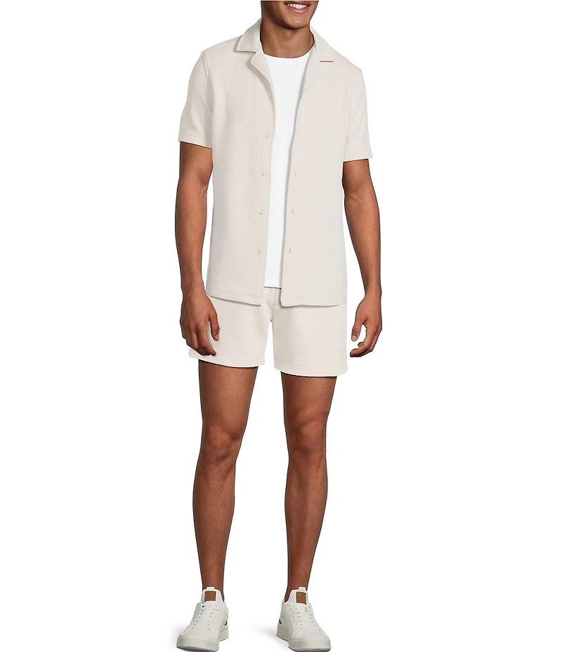 Murano Slim Fit Textured Short Sleeve Woven Camp Shirt