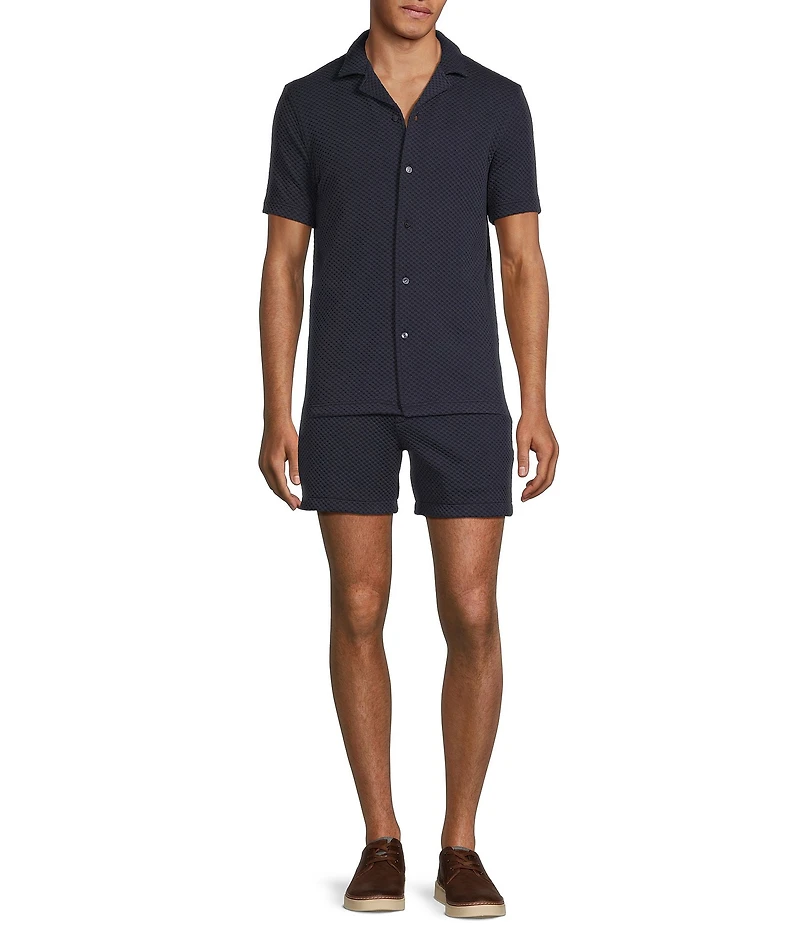 Murano Slim Fit Textured Short Sleeve Woven Camp Shirt