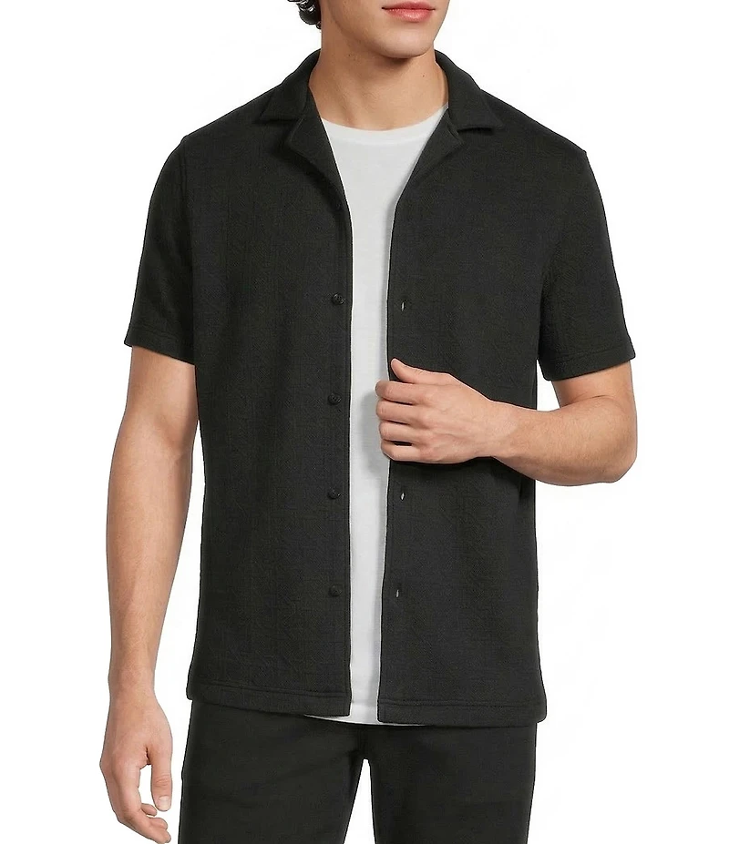 Murano Slim Fit Textured Short Sleeve Woven Camp Shirt