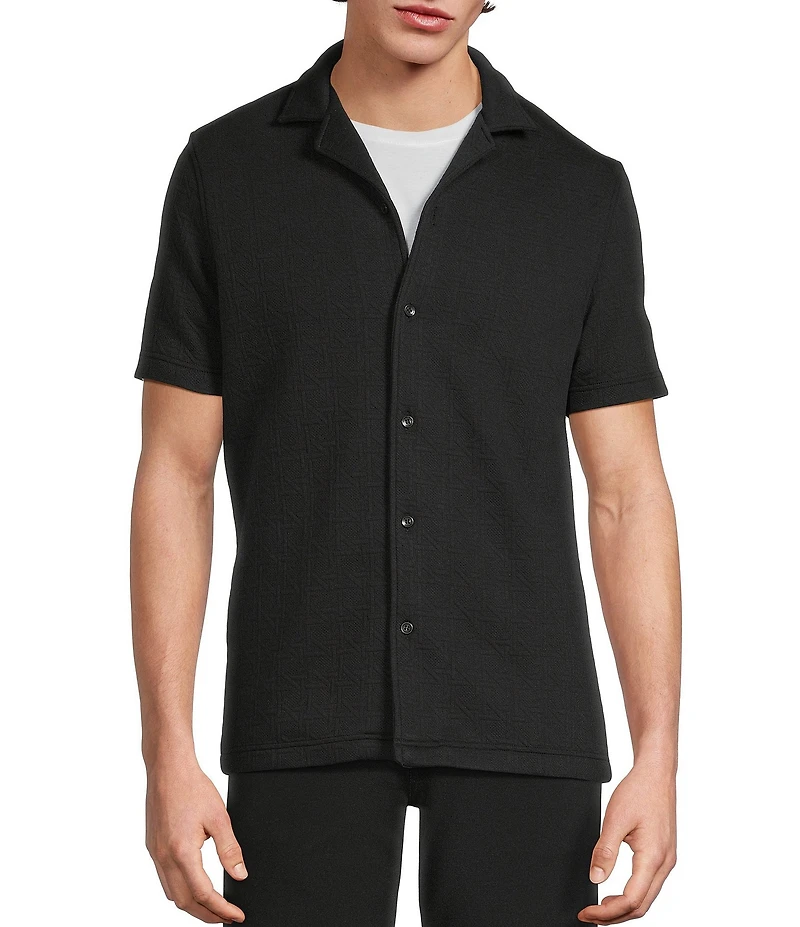 Murano Slim Fit Textured Short Sleeve Woven Camp Shirt