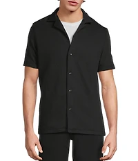 Murano Slim Fit Textured Short Sleeve Woven Camp Shirt