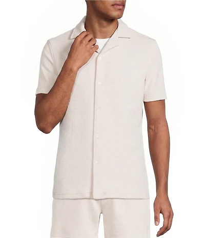 Murano Coordinating Slim Fit Textured Short Sleeve Knit Camp Shirt