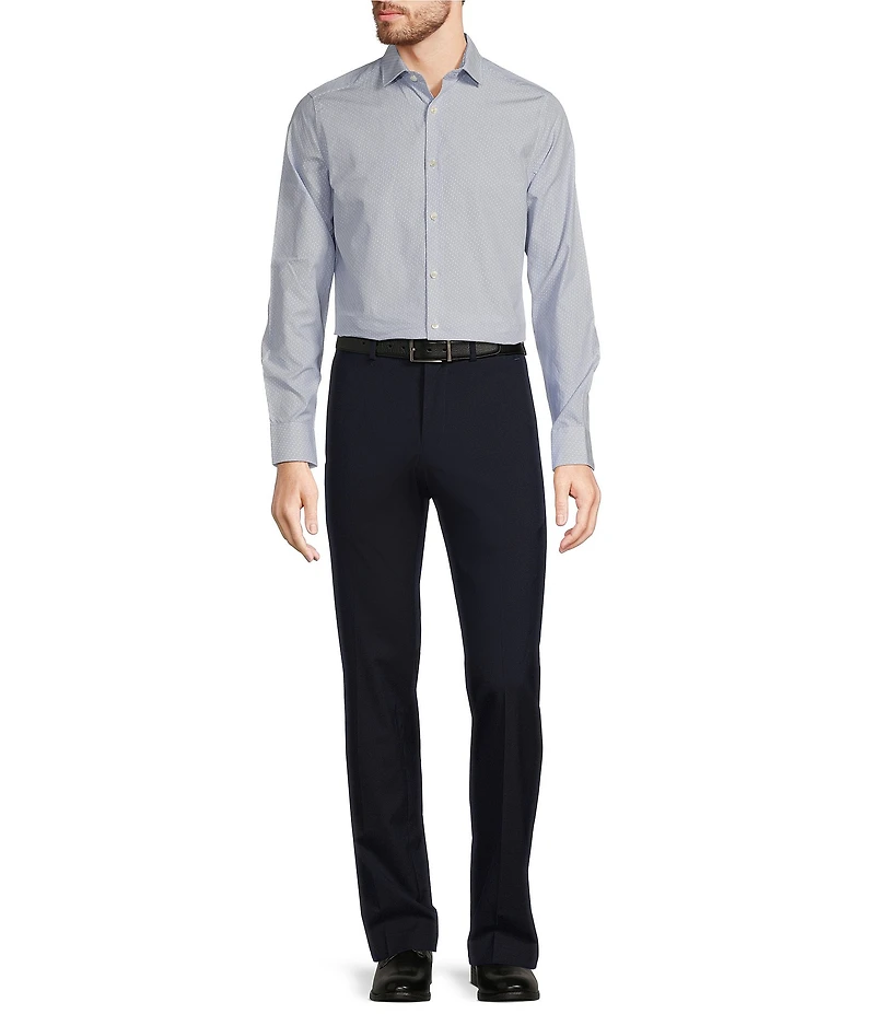 Murano Slim Fit Tick Stripe Long Sleeve Woven Shirt