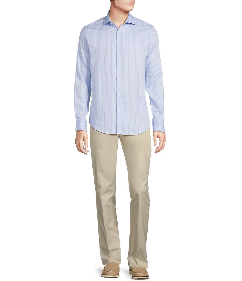 Murano Slim Fit Vertical Stripe Dobby Long Sleeve Woven Shirt