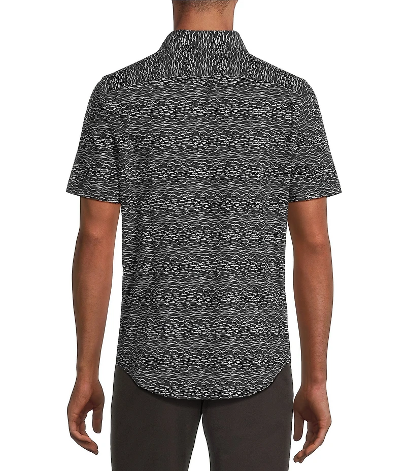 Murano Slim Fit Wave Pattern Performance Stretch Long Sleeve Woven Shirt