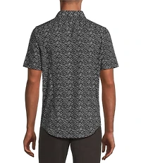 Murano Slim Fit Wave Pattern Performance Stretch Long Sleeve Woven Shirt