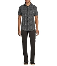 Murano Slim Fit Wave Pattern Performance Stretch Long Sleeve Woven Shirt