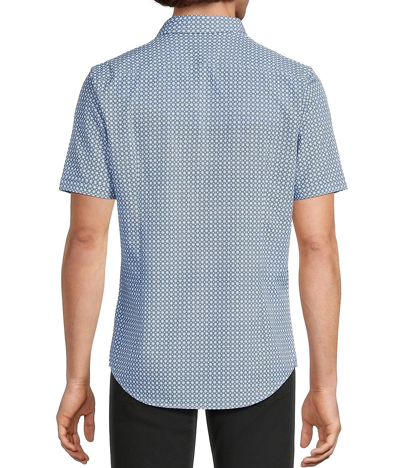 Murano Slim Fit Wave Pattern Performance Stretch Short Sleeve Woven Shirt