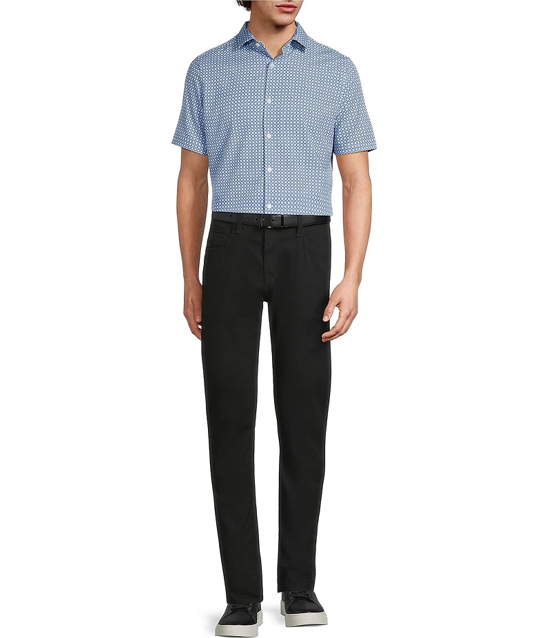 Murano Slim Fit Wave Pattern Performance Stretch Short Sleeve Woven Shirt