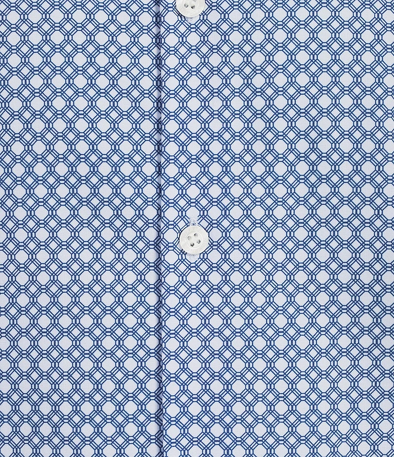 Murano Slim Fit Wave Pattern Performance Stretch Short Sleeve Woven Shirt