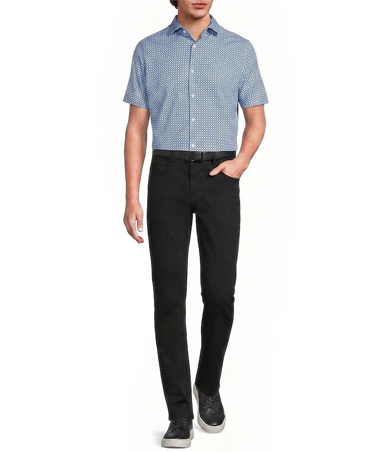 Murano Slim Fit Diamond Pattern Performance Stretch Short Sleeve Woven Shirt