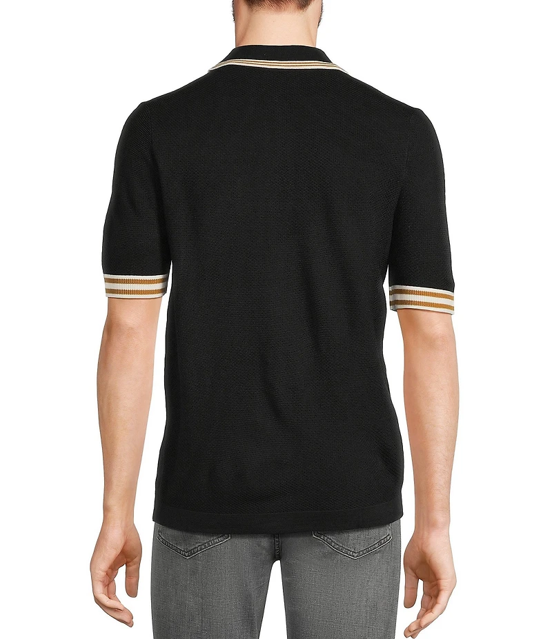 Murano Snit Short Sleeve Textured Coat Front Shirt
