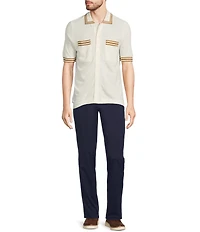Murano Snit Short Sleeve Textured Coat Front Shirt