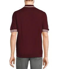 Murano Snit Short Sleeve Textured Coat Front Shirt