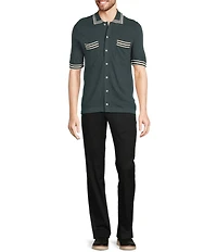 Murano Snit Short Sleeve Textured Coat Front Shirt