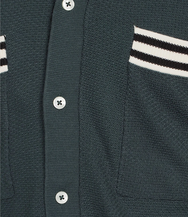 Murano Snit Short Sleeve Textured Coat Front Shirt