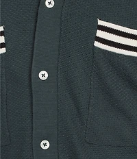 Murano Snit Short Sleeve Textured Coat Front Shirt