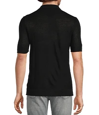 Murano Solid Full-Zip Short Sleeve Knit Coat Front Shirt