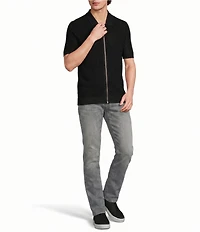 Murano Solid Full-Zip Short Sleeve Knit Coat Front Shirt