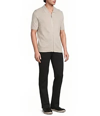Murano Solid Full-Zip Short Sleeve Knit Coat Front Shirt