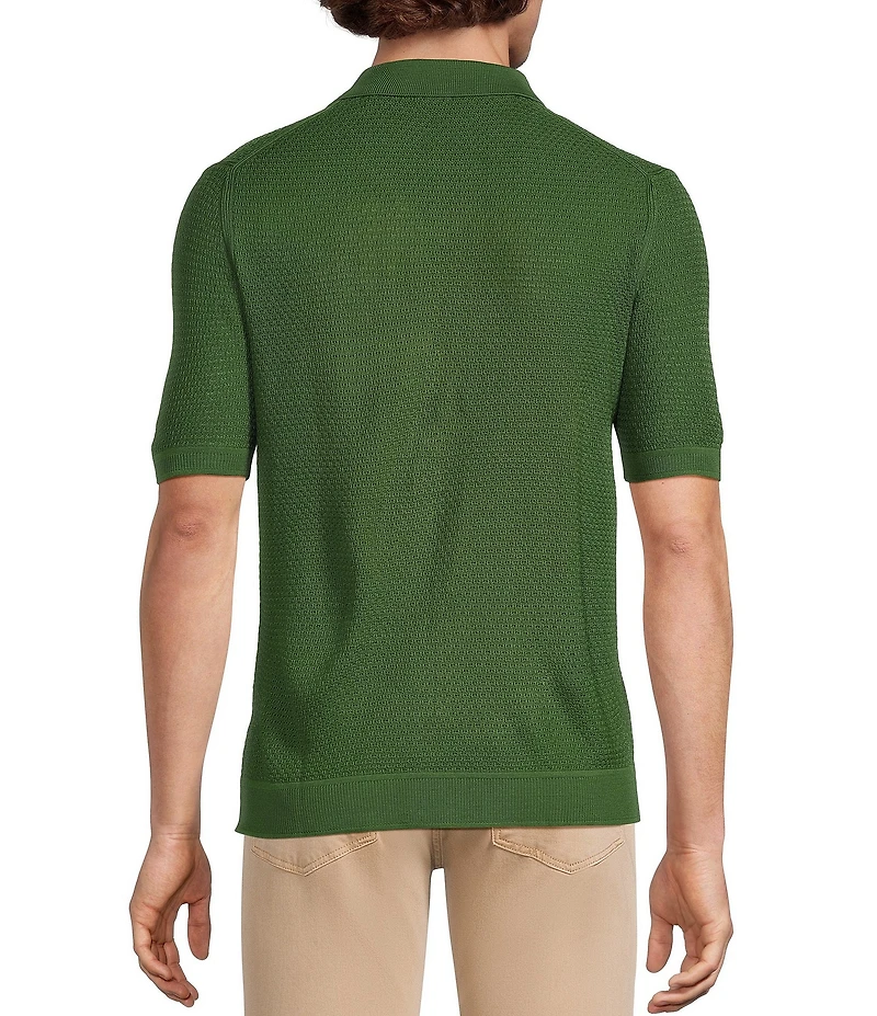 Murano Solid Full-Zip Short Sleeve Knit Coat Front Shirt