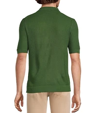 Murano Solid Full-Zip Short Sleeve Knit Coat Front Shirt