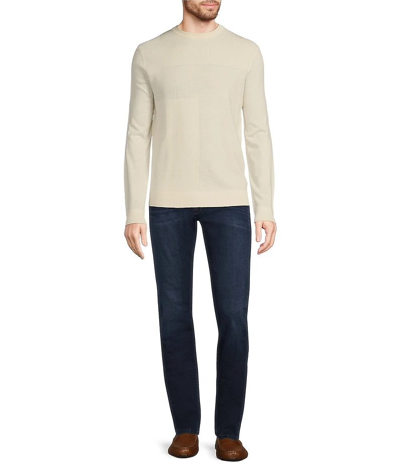 Murano Solid Performance Textured Crew Neck Sweater