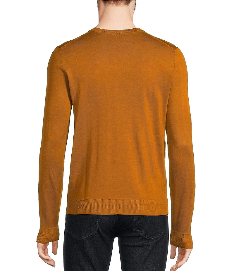 Murano Solid Performance Textured Long Sleeve Crew Neck Sweater