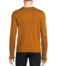 Murano Solid Performance Textured Long Sleeve Crew Neck Sweater