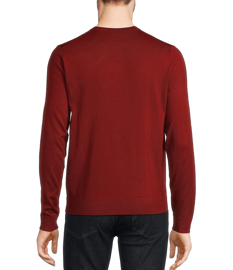 Murano Solid Performance Textured Long Sleeve Crew Neck Sweater