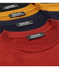 Murano Solid Performance Textured Long Sleeve Crew Neck Sweater