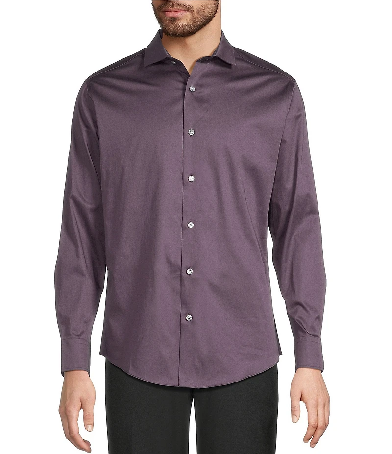 Murano Solid Sateen Long Sleeve Woven Shirt