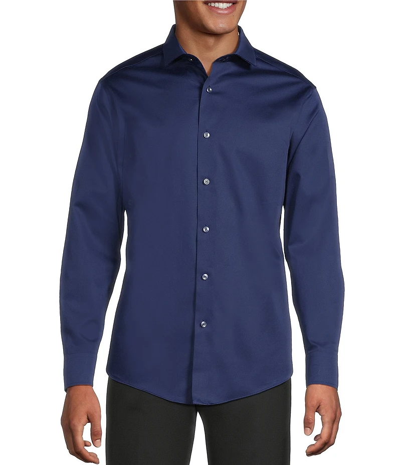 Murano Solid Sateen Long Sleeve Woven Shirt
