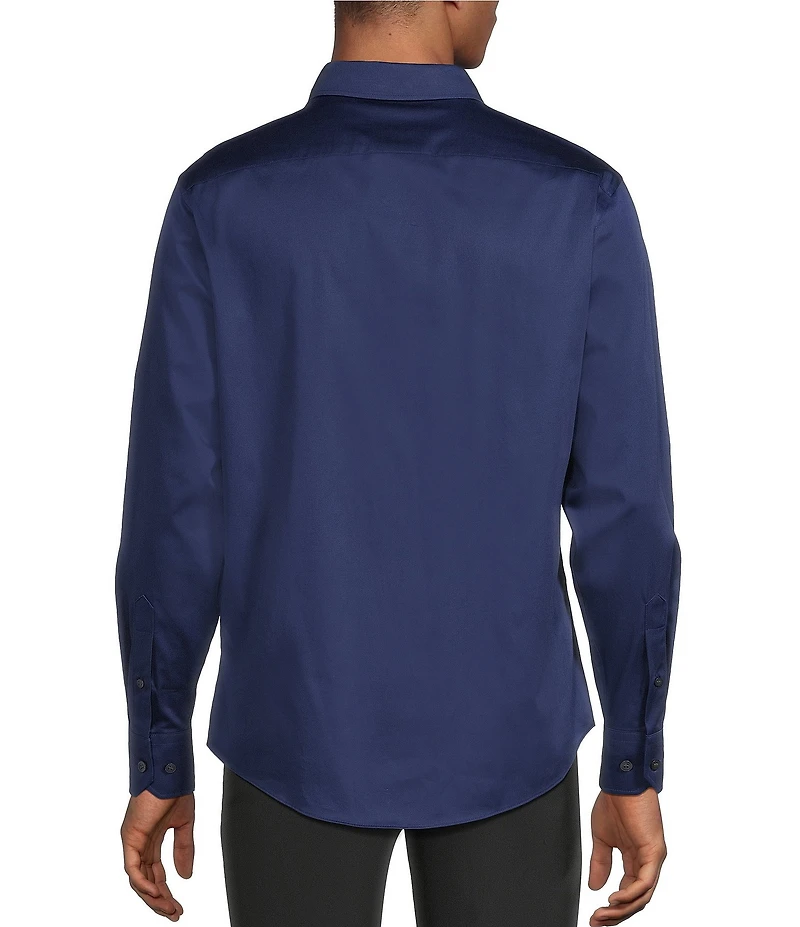 Murano Solid Sateen Long Sleeve Woven Shirt