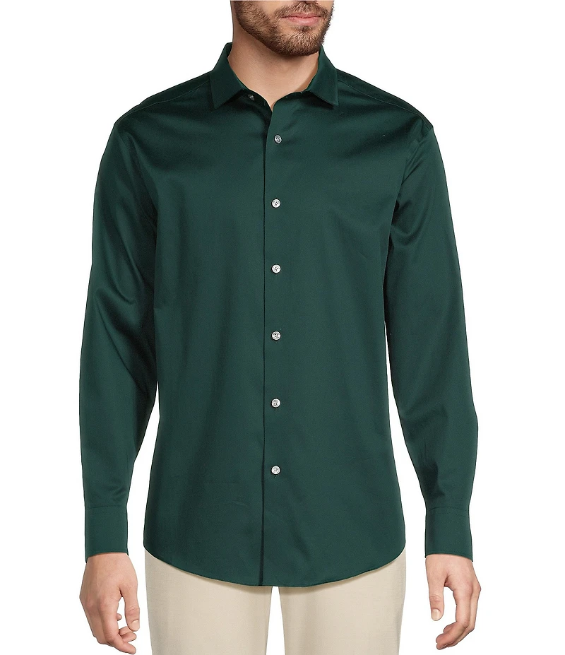 Murano Solid Sateen Long Sleeve Woven Shirt