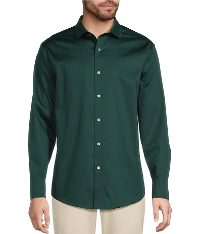 Murano Solid Sateen Long Sleeve Woven Shirt