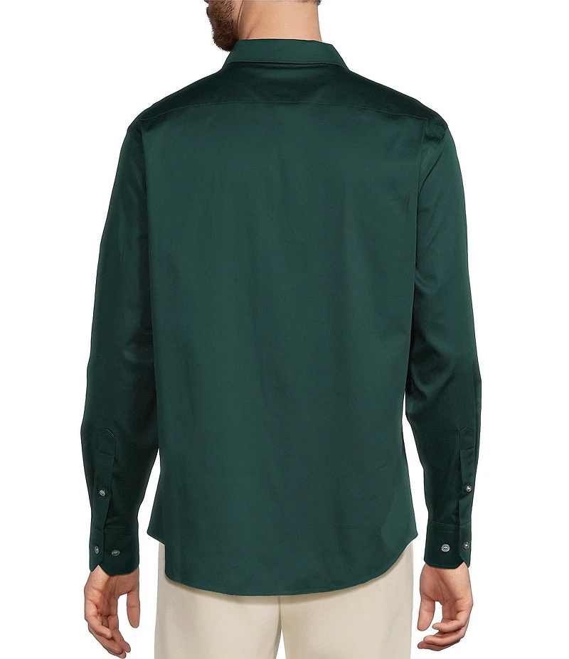 Murano Solid Sateen Long Sleeve Woven Shirt